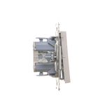 Double socket outlet with earthing for IP44 version with frame seal, without shutters, (module), Simon 24, IP20/IP44, 16A, champagne matt, Flap color: Transparent