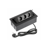 Furniture socket SOFT, 3xSHUKO, cable 1.5 m, black