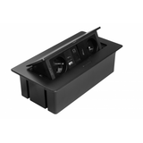 Furniture socket MULTISOFT, 2xSHUKO, USB A+C, RJ45, HDMI cable 1.5 m, black