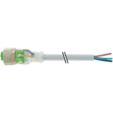 M12 female 0° A-cod. with cable 3LED PVC 4x0.34 gy UL/CSA 5m