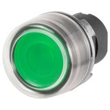 Guarded push-button, illuminated, green, rubber cap