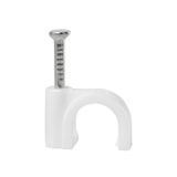 FLOP-8 cable holder with nail, round cable ⌀8mm, white, nail: 2x21mm