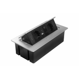 Furniture socket MULTISOFT, 2xSHUKO, USB A+C, RJ45, cable 1.5 m, aluminum