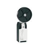 Limit switch, K series, roller lever plunger, 1 bottom cable entry. Dimensions to EN 50047, metal body, contacts 2NC snap action. Rubber roller