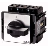 P5-315/E On-Off switch, P5, 315 A, flush mounting, 3 pole, with black thumb grip and front plate