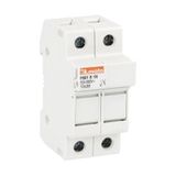 Fuse holder, for 10X38mm fuses. 32A rated current at 690VAC, 1P+N. Without status indicator. 2 modules