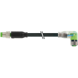 M8 male 0° / M8 female 90° A-cod. LED PUR 3x0.25 bk 2m