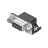 OMNIMATE Data - D-SUB connector, female header, Thread-bolt UNC 4-40, THT solder connection, Pitch in mm (P): 2.77 mm, Number of poles: 9, ≥ 50 µ" Ni / 100 µ" Sn , 500, PBT GF, black, Tray