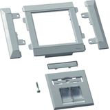 Frontplate modular 2 x RJ45, 80mm, halogen-free, painted alu