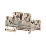 Component terminal block, PUSH IN, dark beige, 2.5 mm², 36 V, 36 V, Number of connections: 4, Number of levels: 2, TS 35