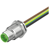 M12 Power male recept. K-cod. rear PUR-wires 0.25 3m