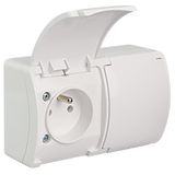 VG-2 Koala Double Socket with earthing contact (2x2P+Z) surface mounted IP44 white with white flap VG 162-01