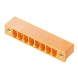 PCB plug-in connector, male header, Flange, THT solder connection, 3.81 mm, Number of poles: 14, 270°, Solder pin length (l): 3.2 mm, tinned, orange, Box