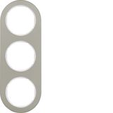 Frame 3gang, R.classic, stainless steel/p. white, metal matt finish