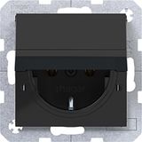 SCHUKO wall socket, locking pin, plug-in, A.x/C.x, black glazing