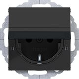 SCHUKO wall socket, locking pin, variable 45°, A.x/C.x black glass