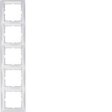 Frame with labelling field 5gang vertical S.1, polar white glossy