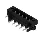 PCB plug-in connector, male header, Solder flange, THT/THR solder connection, 5.08 mm, Number of poles: 5, 270°, Solder pin length (l): 3.2 mm, tinned, black, Box
