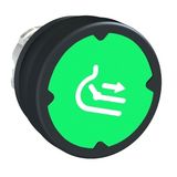Head for push button, Harmony XB4, pushbutton harsh environment, green, with marking legend rotated 90°