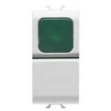 PUSH-BUTTON 1P 250V ac - NO 16A -  GREEN DIFFUSER - 1 MODULE - SATIN WHITE - CHORUSMART