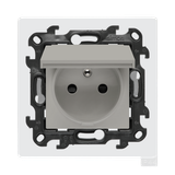 SOON ON SALE, single socket outlet with earthing for IP44 version with frame seal, with shutters, (module), Simon 24, IP44, 16A, cashmere