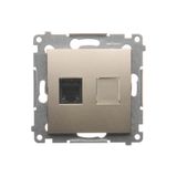RJ12 single telephone socket, (module), Gold matt, metalic