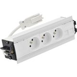 Indesk 3x250V typ E sockets + 2xRJ45 plate with Keystone mounting; Wieland quick connector; white