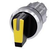Selector switch, illuminable, 22 mm, round, metal, shiny, yellow, selector switch, short, 3 switch  3SU1052-2BL30-0AA0-Z X90