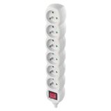 Separate 6-socket with switch, white