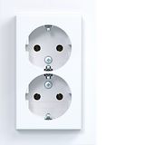 Double SCHUKO wall socket, tall, A.1, light white glossy