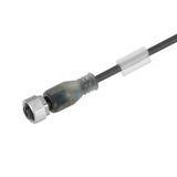 Sensor/actuator line, One end without connector, M12, Number of poles : 4, 5 m, Female socket, straight, Shielded: No, LED: Yes, Sheath material: PUR, Halogen: No