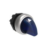 Illuminated selector switch actuator Ø22mm Platinum series chromed plastic, 3 position, 1 - 0 < 2. Blue