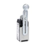 Limit switch, K series, adjustable roller lever, 1 bottom cable entry. Dimensions to EN 50047, metal body, contacts 1NO+1NC slow action. Metal roller