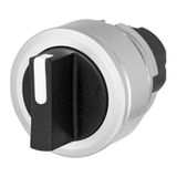 Knob selector switch, black, flush-mount, 3-position, Cam T