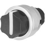 Knob selector switch, illuminated, white, flush-mount, 3-position, Cam O, return to Centre