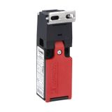 Limit switch, K series, key operated, 1 bottom cable entry. Dimensions to EN 50047, plastic body, contacts 3NC slow action. Angled "T" key