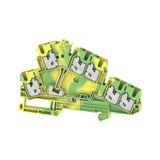 Multi-tier PE terminal, SNAP IN, Green/yellow, 2.5 mm², 800 V, Number 