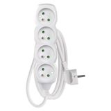 Extension Cord 1.5 m / 4 sockets / white / PVC / 1 mm2