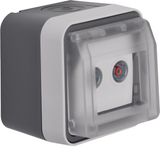 Aerial soc., 2hole hinged cover surf.-mtd, throughpass soc., W.1, grey