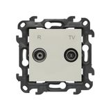 SOON ON SALE, RTV pass-through aerial socket, (module), Simon 24, IP20, cashmere