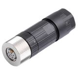 Round plug (field customisable), M12, L-coded, PUSH IN, Number of pole