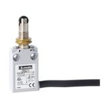 Prewired with 2m long cable metal limit switch, K series, top roller push plunger. M12 head. Contacts 1NO+1NC slow action