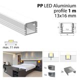 Attached aluminum profile PP 1m White diffuser, 2x end, 2x clip