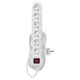 Extension Cord 5 m / 6 sockets / switch / white / PVC / 1 mm2