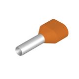 Wire-end ferrule, Twin wire-end ferrule, 15 mm, 12 mm, orange