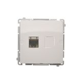 Single shielded computer socket RJ45 category 6 with anti-dust cover, (module), white