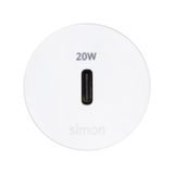 Furniture charger USB-C 20W single, Simon 400 Flash 30, IP20, white, Mount. dimen.: Ø17mm
