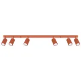 REFLECTORS ON A LONGITUDINAL CEILING STRIP IN RED COLOUR 6XGU10 CARBON