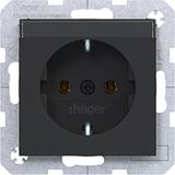 SCHUKO wall socket, text field, plug-in type, A.x/C.x, matte night black