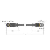 Actuator and Sensor Cable, PUR Extension Cable   RKC4.4T-P7X3.2-0.3-RSC4.4T/TXL